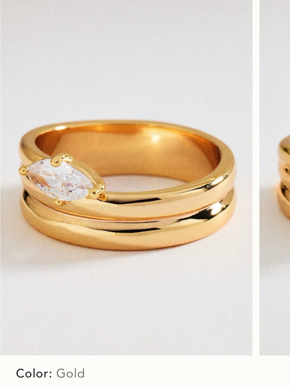 NWT Anthropologie Suspended Crystal Ring in Gold